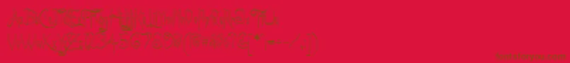 Fonte ACharmingFontOutline – fontes marrons em um fundo vermelho