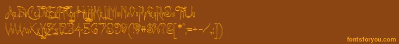 ACharmingFontOutline Font – Orange Fonts on Brown Background