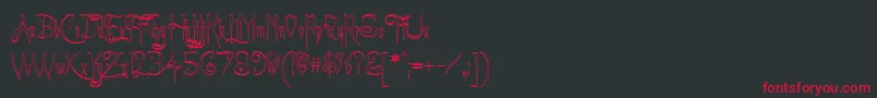 ACharmingFontOutline-fontti – punaiset fontit mustalla taustalla