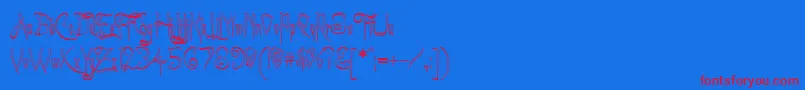 ACharmingFontOutline-Schriftart – Rote Schriften auf blauem Hintergrund