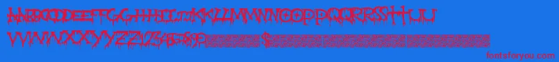 Gravepain Font – Red Fonts on Blue Background