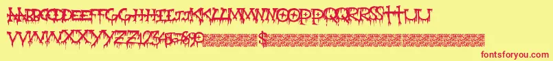 Gravepain Font – Red Fonts on Yellow Background