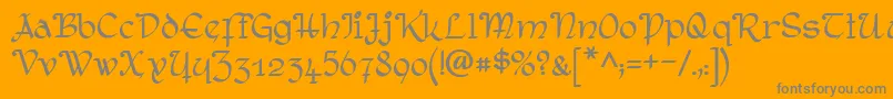 フォントRostockKaligraph – オレンジの背景に灰色の文字