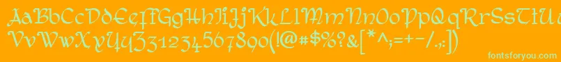 RostockKaligraph Font – Green Fonts on Orange Background