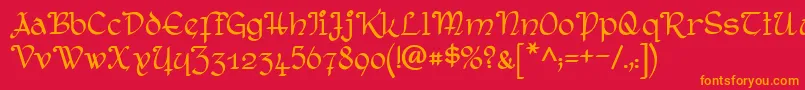 RostockKaligraph Font – Orange Fonts on Red Background