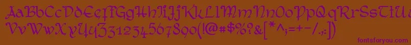 RostockKaligraph Font – Purple Fonts on Brown Background