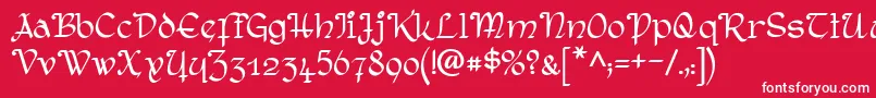 フォントRostockKaligraph – 赤い背景に白い文字