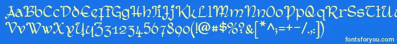 RostockKaligraph Font – Yellow Fonts on Blue Background