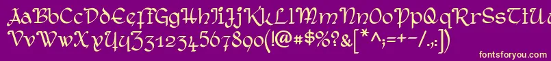 RostockKaligraph Font – Yellow Fonts on Purple Background