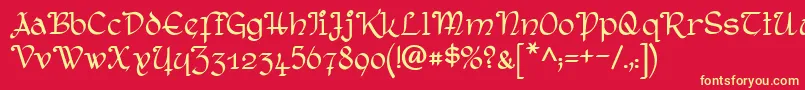 RostockKaligraph Font – Yellow Fonts on Red Background