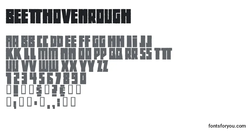 Beethovenrough-fontti – aakkoset, numerot, erikoismerkit