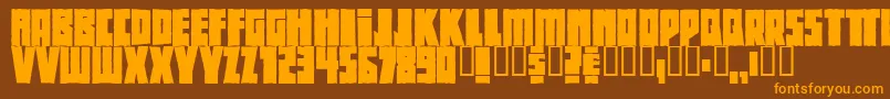 Beethovenrough-Schriftart – Orangefarbene Schriften auf braunem Hintergrund