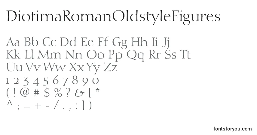 Czcionka DiotimaRomanOldstyleFigures – alfabet, cyfry, specjalne znaki