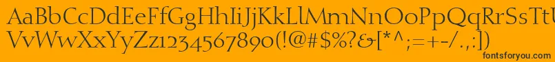 DiotimaRomanOldstyleFigures-Schriftart – Schwarze Schriften auf orangefarbenem Hintergrund