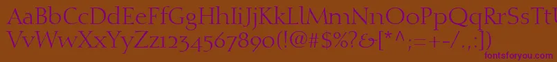 DiotimaRomanOldstyleFigures Font – Purple Fonts on Brown Background