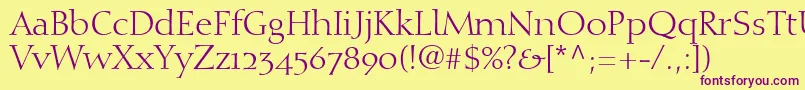 DiotimaRomanOldstyleFigures-Schriftart – Violette Schriften auf gelbem Hintergrund