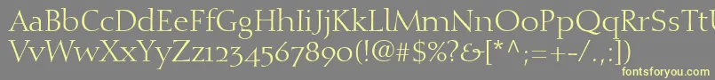 DiotimaRomanOldstyleFigures-Schriftart – Gelbe Schriften auf grauem Hintergrund