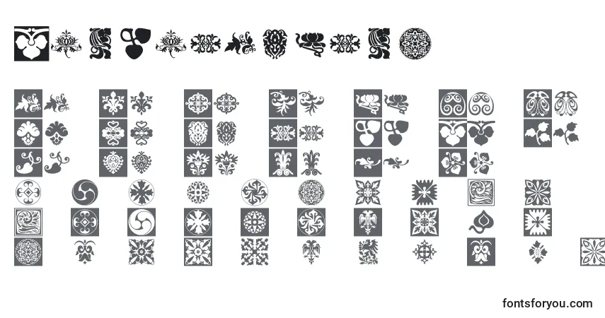 Schriftart Prtornament6 – Alphabet, Zahlen, spezielle Symbole