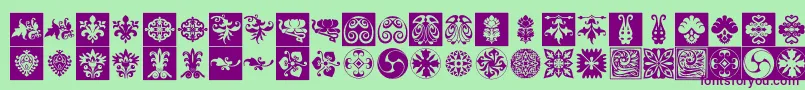 Prtornament6 Font – Purple Fonts on Green Background