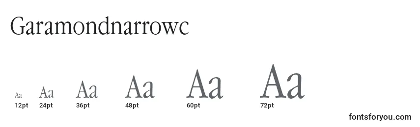 Größen der Schriftart Garamondnarrowc