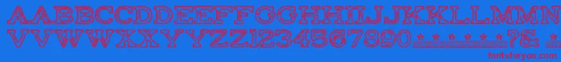 FactoryRegularPersonalUse Font – Red Fonts on Blue Background