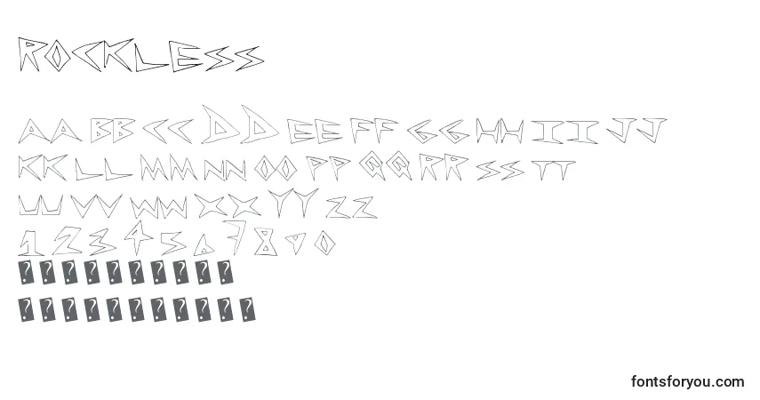Czcionka Rockless – alfabet, cyfry, specjalne znaki