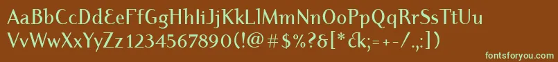 DyadisItcMedium-fontti – vihreät fontit ruskealla taustalla