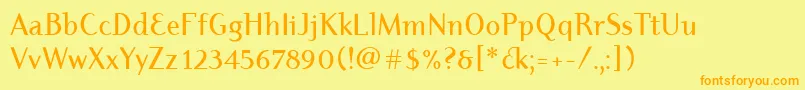 DyadisItcMedium-Schriftart – Orangefarbene Schriften auf gelbem Hintergrund