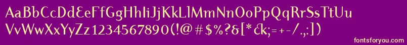 DyadisItcMedium-Schriftart – Gelbe Schriften auf violettem Hintergrund