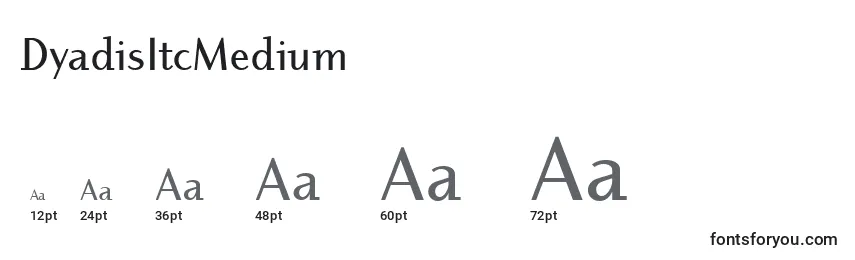 Размеры шрифта DyadisItcMedium