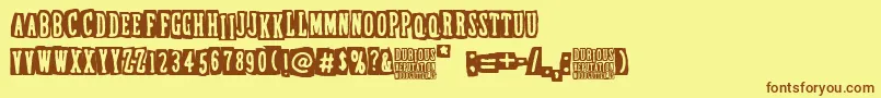 DubiousReputation Font – Brown Fonts on Yellow Background