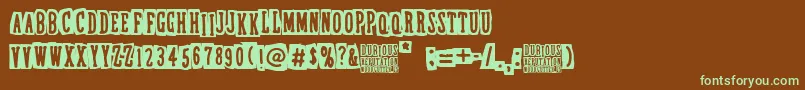 DubiousReputation Font – Green Fonts on Brown Background