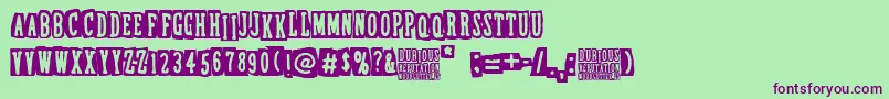 フォントDubiousReputation – 緑の背景に紫のフォント