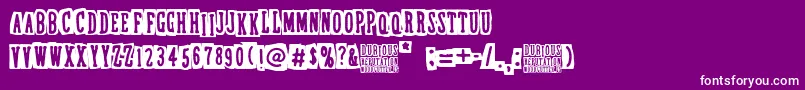 DubiousReputation-Schriftart – Weiße Schriften auf violettem Hintergrund
