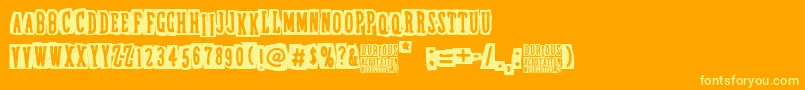 DubiousReputation-Schriftart – Gelbe Schriften auf orangefarbenem Hintergrund
