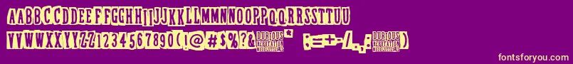 DubiousReputation-fontti – keltaiset fontit violetilla taustalla