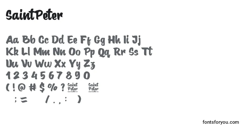 A fonte SaintPeter – alfabeto, números, caracteres especiais