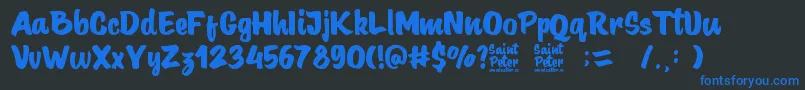 Weitere Informationen zur SaintPeter-Schriftart SaintPeter-Schriftart – Blaue Schriften auf schwarzem Hintergrund