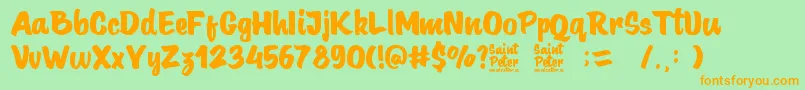 Fonte SaintPeter – fontes laranjas em um fundo verde