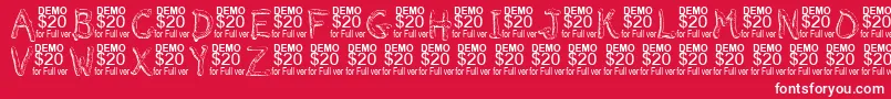 Smeltdemo-fontti – valkoiset fontit punaisella taustalla