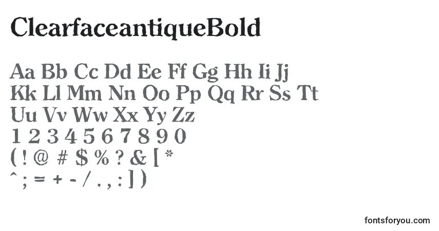 Fuente ClearfaceantiqueBold - alfabeto, números, caracteres especiales
