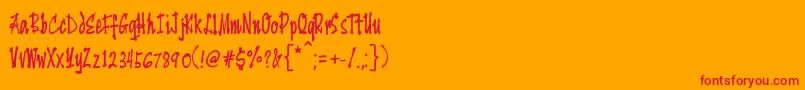 Yengee-Schriftart – Rote Schriften auf orangefarbenem Hintergrund