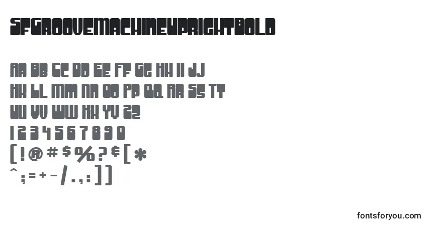 A fonte SfGrooveMachineUprightBold – alfabeto, números, caracteres especiais