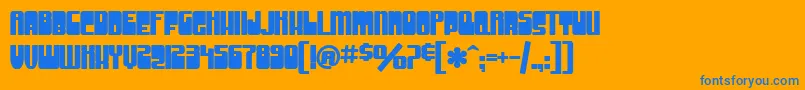 SfGrooveMachineUprightBold-Schriftart – Blaue Schriften auf orangefarbenem Hintergrund