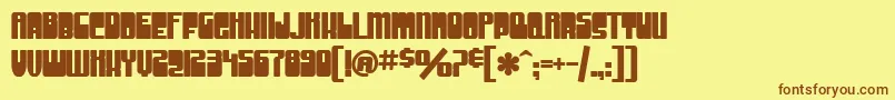 フォントSfGrooveMachineUprightBold – 茶色の文字が黄色の背景にあります。