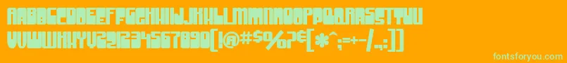 SfGrooveMachineUprightBold-Schriftart – Grüne Schriften auf orangefarbenem Hintergrund