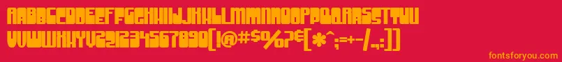SfGrooveMachineUprightBold-Schriftart – Orangefarbene Schriften auf rotem Hintergrund