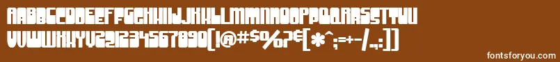 SfGrooveMachineUprightBold-Schriftart – Weiße Schriften auf braunem Hintergrund