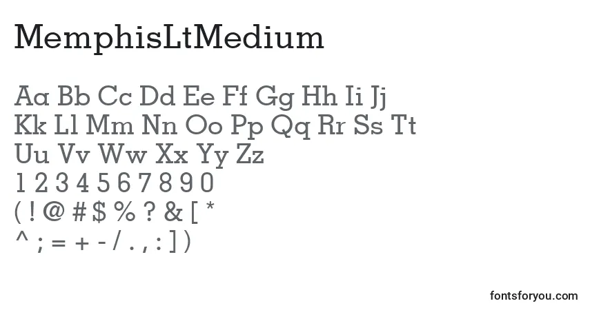 A fonte MemphisLtMedium – alfabeto, números, caracteres especiais