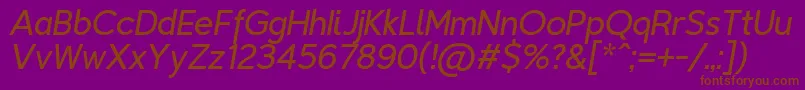 Fonte TriompheLightitalic – fontes marrons em um fundo roxo